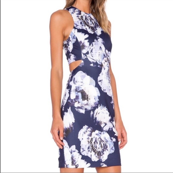 Finders Keepers Purple Cut Out Floral Dress - Picture 3 of 8